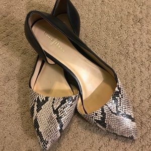 Cole Haan Snake Skin and Black Flats